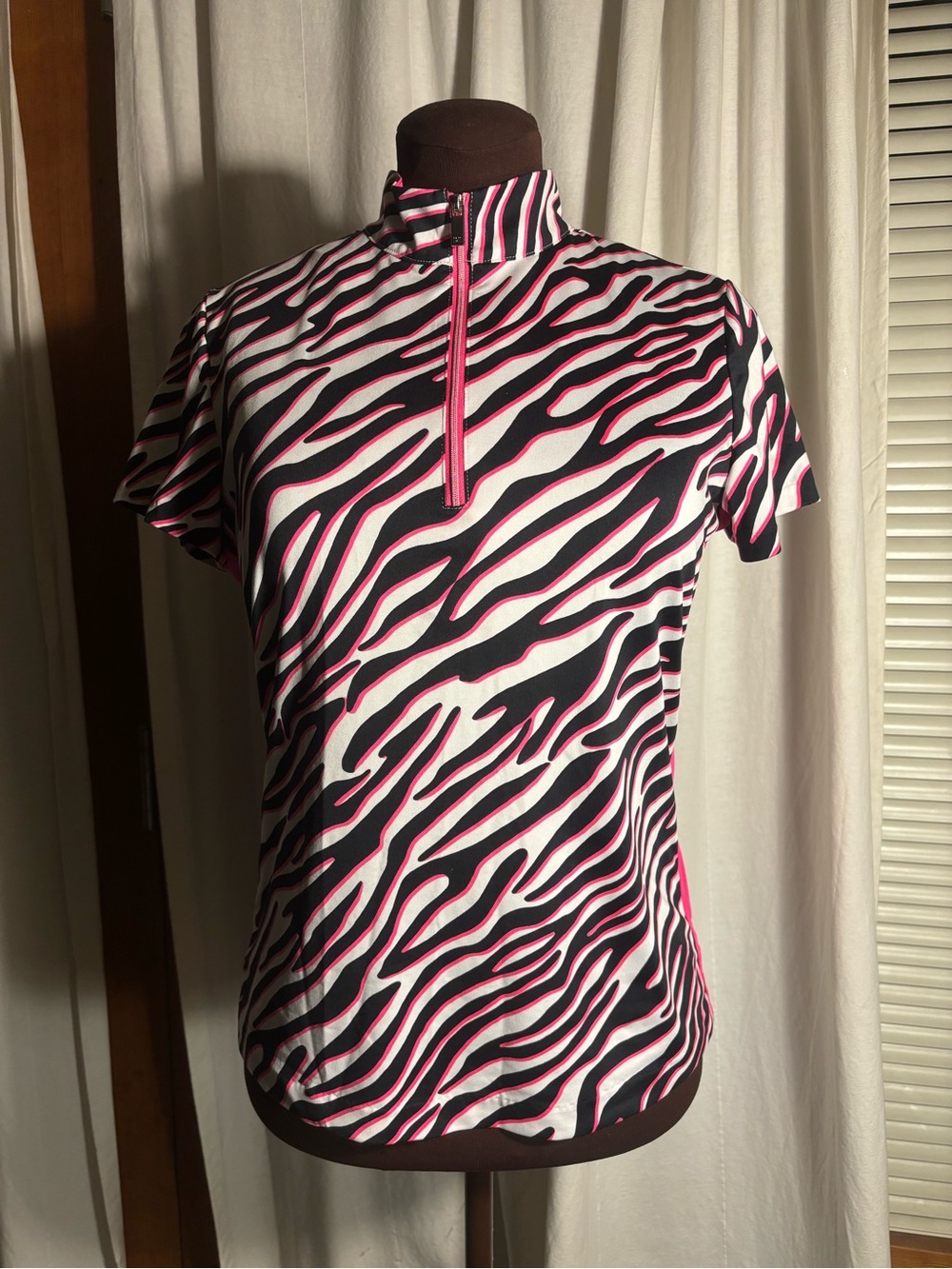 Tail Ladies  Neon Zebra Striped Tennis/Golf Shirt-Medium